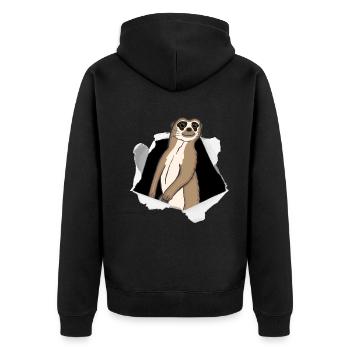 Faultier Ausbruch Karton Niedlich Geschenk - Unisex Premium Bio Zip Hoodie - Schwarz - Hinten - Nico (187cm)