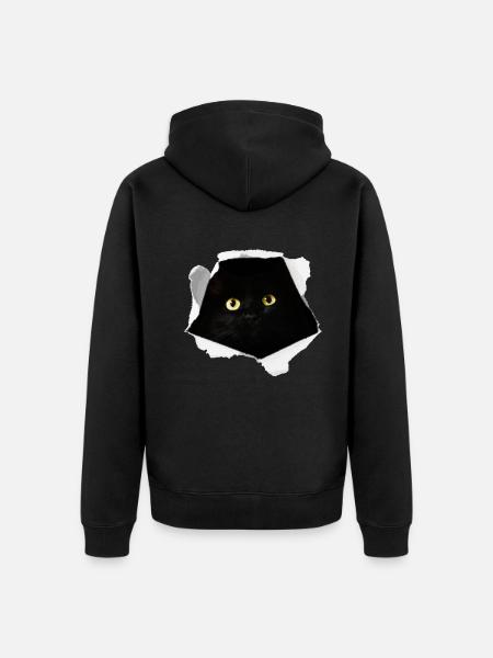 Black Cat Cardboard Adventure Gift - Unisex Premium Organic Zip Hoodie - black