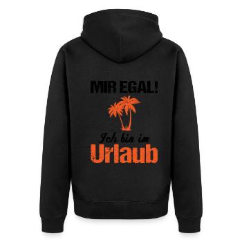 Palmen Urlaubsmodus Egalität Geschenk - Unisex Premium Bio Zip Hoodie - Schwarz - Hinten - Nico (187cm)