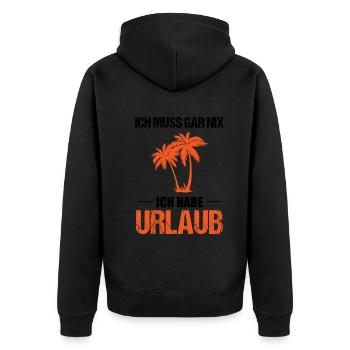 Palmen Urlaubsfreiheit Muss Nix Geschenk - Unisex Premium Bio Zip Hoodie - Schwarz - Hinten - Nico (187cm)
