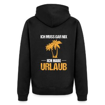 Palmen Urlaubsfreiheit Muss Nix Geschenk - Unisex Premium Bio Zip Hoodie - Schwarz - Hinten - Nico (187cm)