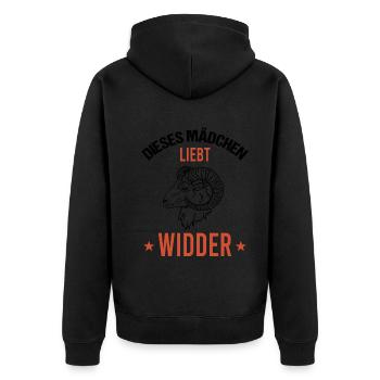 Mädchen Herz Widder Liebe Astrologie Geschenk - Unisex Premium Bio Zip Hoodie - Schwarz - Hinten - Nico (187cm)
