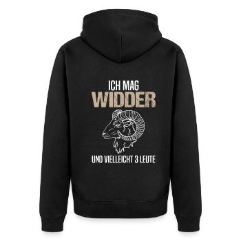 Widder und 3 Leute Humor Astrologie Geschenk - Unisex Premium Bio Zip Hoodie - Schwarz - Hinten - Nico (187cm)