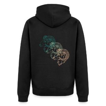 Drei Widder Trio Astrologie Sternzeichen Geschenk - Unisex Premium Bio Zip Hoodie - Schwarz - Hinten - Nico (187cm)