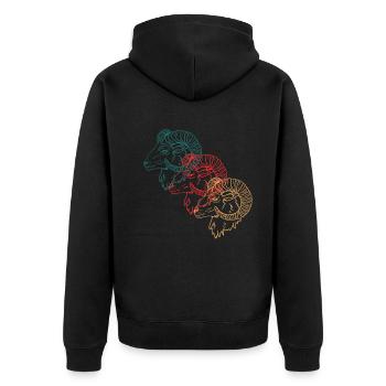 Drei Widder Trio Astrologie Sternzeichen Geschenk - Unisex Premium Bio Zip Hoodie - Schwarz - Hinten - Nico (187cm)