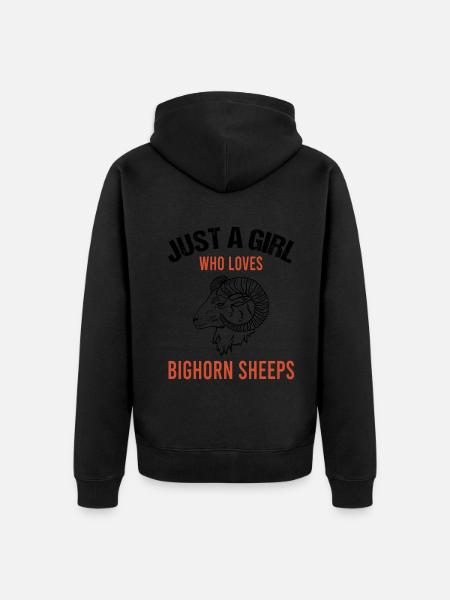 Les filles aiment le mouflon d’Amérique Bélier cadeau - Veste à capuche bio Premium Unisexe - noir