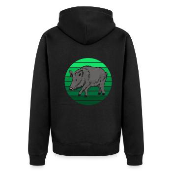 Majestätisches Wildschwein Waldliebhaber Geschenk - Unisex Premium Bio Zip Hoodie - Schwarz - Hinten - Nico (187cm)