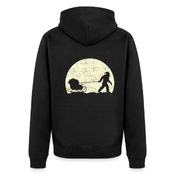 Miesepeter Mondlicht Weihnachtsschlitten Festtage - Unisex Premium Bio Zip Hoodie - Schwarz - Hinten - Nico (187cm)