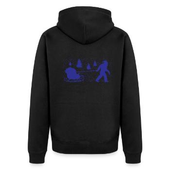 Miesepeter Weihnachtsschlitten Festliche Fahrt - Unisex Premium Bio Zip Hoodie - Schwarz - Hinten - Nico (187cm)
