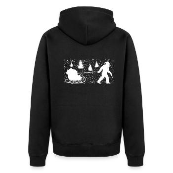 Miesepeter Weihnachtsschlitten Festliche Fahrt - Unisex Premium Bio Zip Hoodie - Schwarz - Hinten - Nico (187cm)