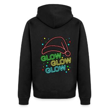 Glow Glow Glow Chapeau de Père Noël lumineux - Veste à capuche bio Premium Unisexe - noir - Dos - Nico (187cm)