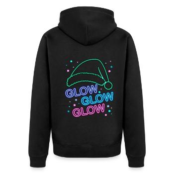 Glow Glow Glow Chapeau de Père Noël lumineux - Veste à capuche bio Premium Unisexe - noir - Dos - Nico (187cm)