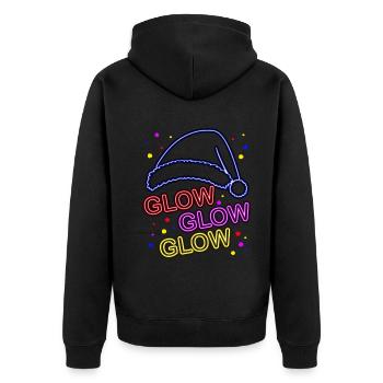 Glow Glow Glow Chapeau de Père Noël lumineux - Veste à capuche bio Premium Unisexe - noir - Dos - Nico (187cm)