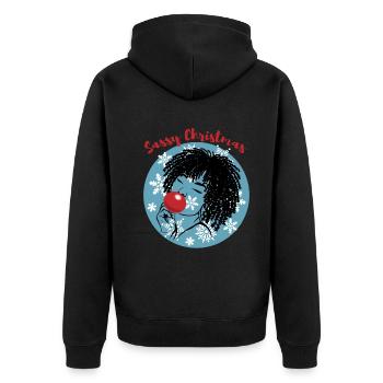 Sassy Christmas Afrolook Snowflakes - Unisex Premium Organic Zip Hoodie - black - Back - Nico (187cm)