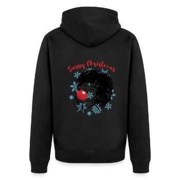 Sassy Christmas Afrolook Snowflakes - Unisex Premium Organic Zip Hoodie - black - Back - Nico (187cm)
