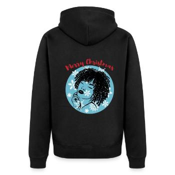 Sassy Christmas Afrolook Snowflakes - Unisex Premium Organic Zip Hoodie - black - Back - Nico (187cm)