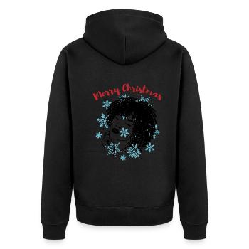 Sassy Christmas Afrolook Snowflakes - Unisex Premium Organic Zip Hoodie - black - Back - Nico (187cm)