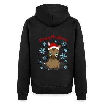 Fröhliches Eselkind Merry Christmas Festlich - Unisex Premium Bio Zip Hoodie - Schwarz - Hinten - Nico (187cm)