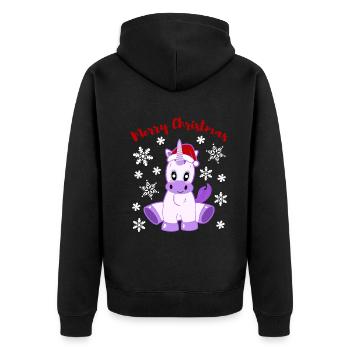 Zauberhaftes Einhornkind Merry Christmas - Unisex Premium Bio Zip Hoodie - Schwarz - Hinten - Nico (187cm)