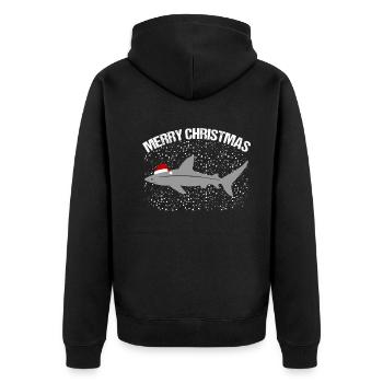 Joyeux Noël Flocons de neige de requin festifs - Veste à capuche bio Premium Unisexe - noir - Dos - Nico (187cm)