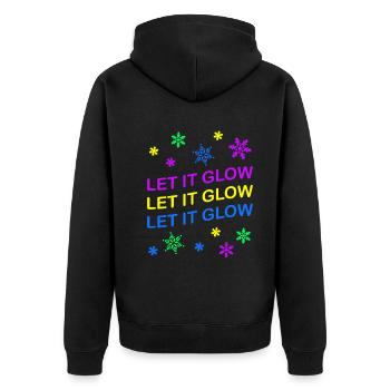 Let it Glow Bunte Schneeflocken Festlich - Unisex Premium Bio Zip Hoodie - Schwarz - Hinten - Nico (187cm)