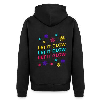 Let it Glow Bunte Schneeflocken Festlich - Unisex Premium Bio Zip Hoodie - Schwarz - Hinten - Nico (187cm)