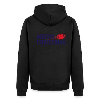 Football Festliche Stimmung Merry Christmas - Unisex Premium Bio Zip Hoodie - Schwarz - Hinten - Nico (187cm)