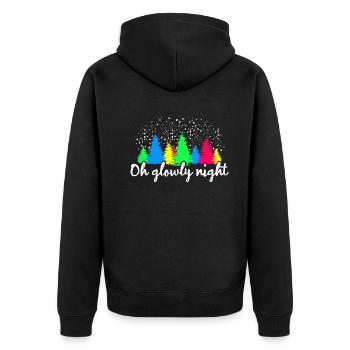 Buntes Tannenwald Glowly Night Kunst - Unisex Premium Bio Zip Hoodie - Schwarz - Hinten - Nico (187cm)