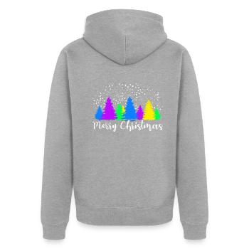 Colorful Fir Forest Glowly Night Art - Unisex Premium Organic Zip Hoodie - heather grey - Back - Nico (187cm)