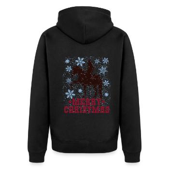Winterreitspaß Mädchen Merry Christmas - Unisex Premium Bio Zip Hoodie - Schwarz - Hinten - Nico (187cm)