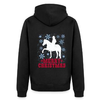 Winterreitspaß Mädchen Merry Christmas - Unisex Premium Bio Zip Hoodie - Schwarz - Hinten - Nico (187cm)