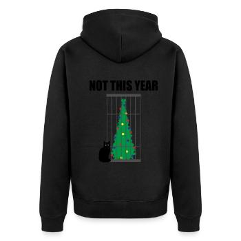Verschmitzte Katze Schuld auf Hund Geschenk - Unisex Premium Bio Zip Hoodie - Schwarz - Hinten - Nico (187cm)