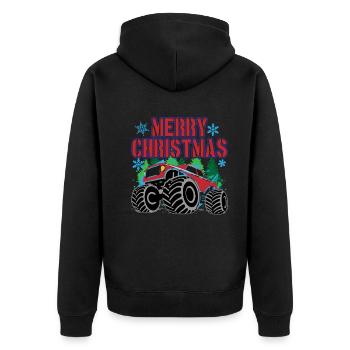 Weihnachtstruck Festliche Fahrt Geschenk - Unisex Premium Bio Zip Hoodie - Schwarz - Hinten - Nico (187cm)