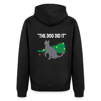 Chat espiègle culpabilité sur cadeau de chien - Veste à capuche bio Premium Unisexe - noir - Dos - Nico (187cm)