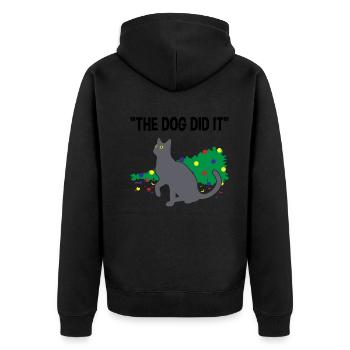 Chat espiègle culpabilité sur cadeau de chien - Veste à capuche bio Premium Unisexe - noir - Dos - Nico (187cm)