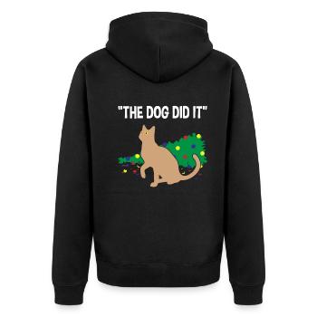 Chat espiègle culpabilité sur cadeau de chien - Veste à capuche bio Premium Unisexe - noir - Dos - Nico (187cm)