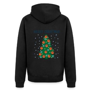 Merry Bball Xmas Tree for Sports Fans - Unisex Premium Organic Zip Hoodie - black - Back - Nico (187cm)