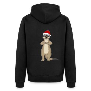Cool Santa Sloth – Lässiges Weihnachtstier - Unisex Premium Bio Zip Hoodie - Schwarz - Hinten - Nico (187cm)