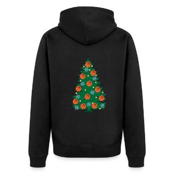 Basketball Christmas Tree Basket Hunter Fest - Unisex Premium Organic Zip Hoodie - black - Back - Nico (187cm)