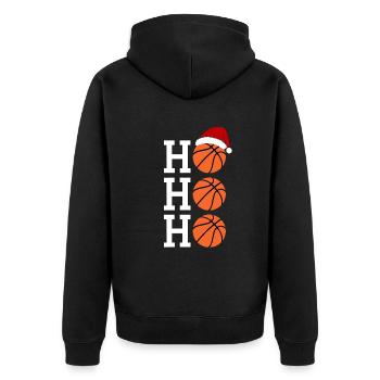 Basket-ball H Ho Ho Ho Ho Ho Chapeau de Père Noël Fun - Veste à capuche bio Premium Unisexe - noir - Dos - Nico (187cm)