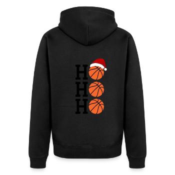 Basketball H Ho Ho Ho Weihnachtsmütze Fun - Unisex Premium Bio Zip Hoodie - Schwarz - Hinten - Nico (187cm)