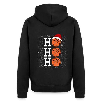 Schneeball trifft Basketball H Weihnachtszauber - Unisex Premium Bio Zip Hoodie - Schwarz - Hinten - Nico (187cm)