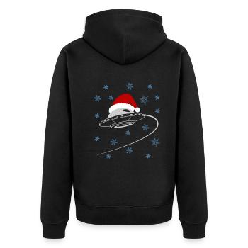 Festif UFO père Noël chapeau Merveille d’hiver - Veste à capuche bio Premium Unisexe - noir - Dos - Nico (187cm)