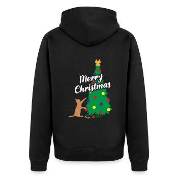 Chat Amusant Arbre De Noël Festif Espièglerie - Veste à capuche bio Premium Unisexe - noir - Dos - Nico (187cm)
