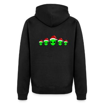 Alien Weihnachten Grüne Mütze Lustiges Geschenk - Unisex Premium Bio Zip Hoodie - Schwarz - Hinten - Nico (187cm)