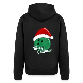 Merry Christmas Bowling Ball Green Gift - Unisex Premium Organic Zip Hoodie - black - Back - Nico (187cm)