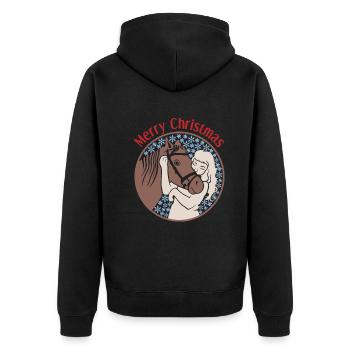 Mädchen Umarmt Pferd Weihnachtszauber Geschenk - Unisex Premium Bio Zip Hoodie - Schwarz - Hinten - Nico (187cm)