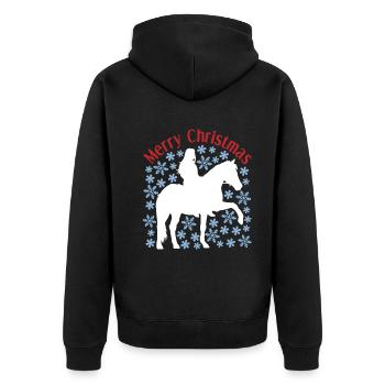 Christmas Girl Horse Snow Motif - Unisex Premium Organic Zip Hoodie - black - Back - Nico (187cm)