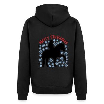 Christmas Girl Horse Snow Motif - Unisex Premium Organic Zip Hoodie - black - Back - Nico (187cm)