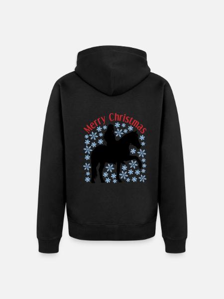 Weihnachtliches Mädchen-Pferd-Schnee Motiv - Unisex Premium Bio Zip Hoodie - 